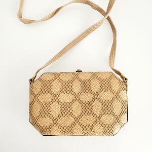 Woven Italian Pattern Crossbody Bag in Tan